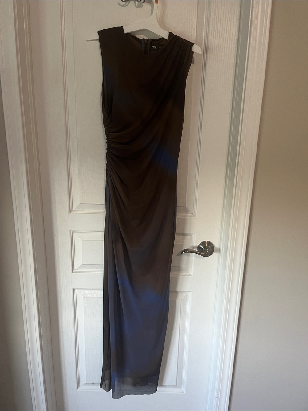 Zara Black Sleeveless Draped Maxi Dress